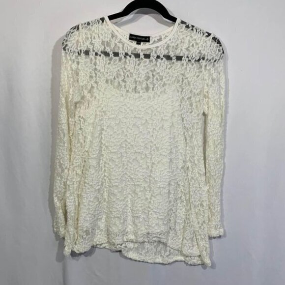 Woman’s Lace Long Sleeve. Built In Camisole. Lots Of Stretch. Candy Couture - Picture 1 of 7